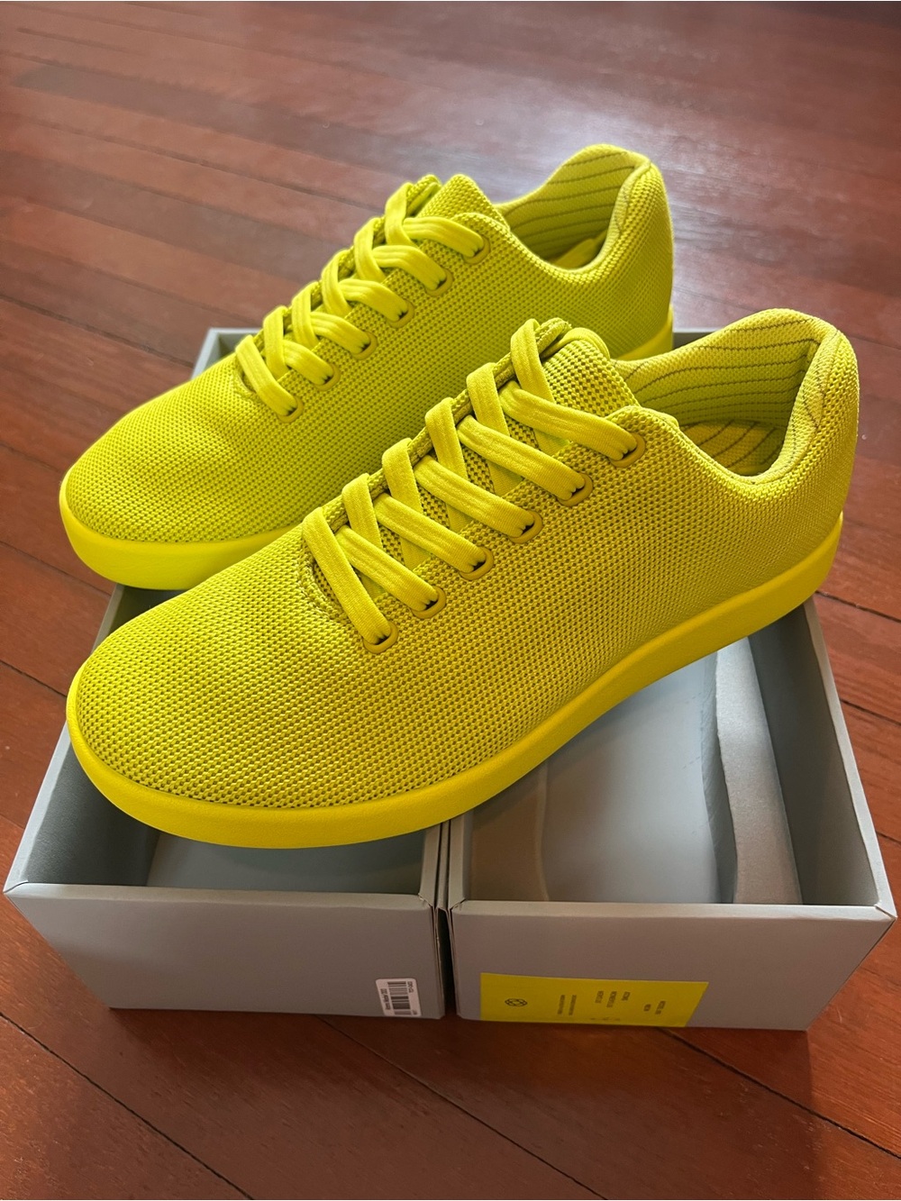Unisex Casual Knit Lace-Up Sneakers - Vibrant Yellow